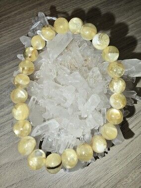 RARE 8mm Golden Yellow Lepidolite And Mica Bracelet #1